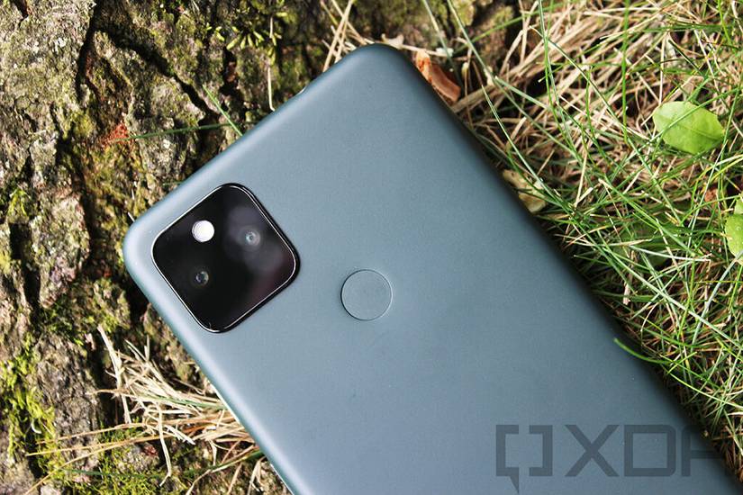 Google Pixel 5a with grassy background