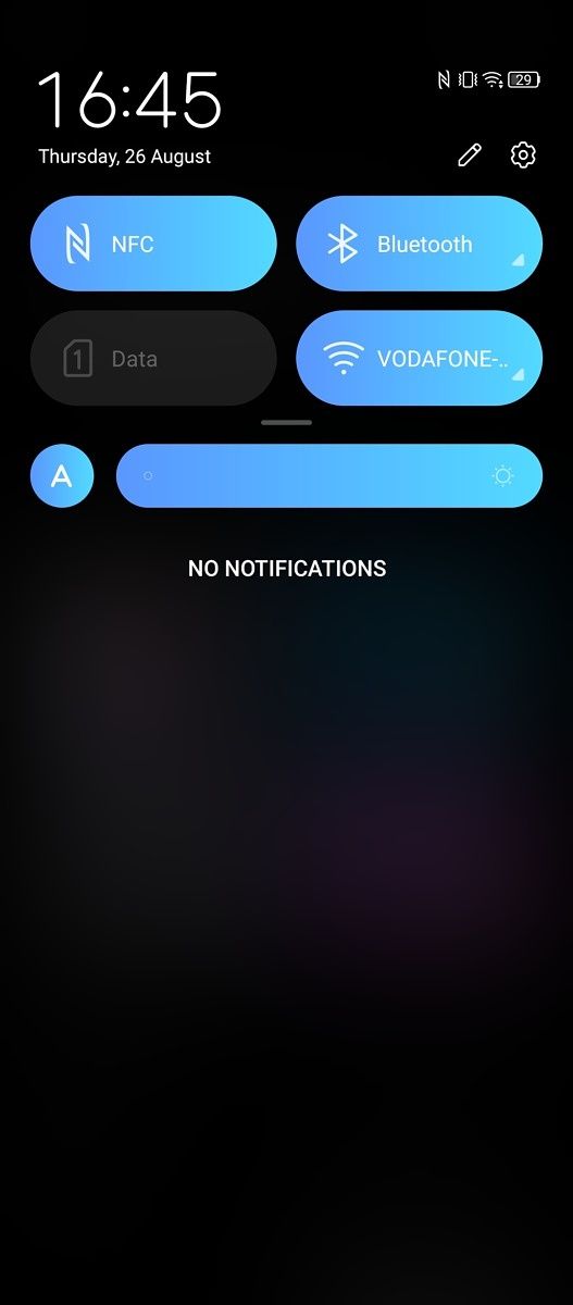 MyOS 11 quick settings