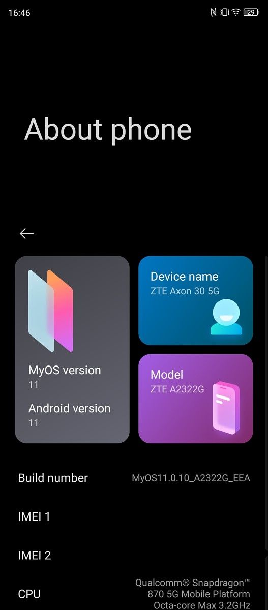 MyOS 11 about phone