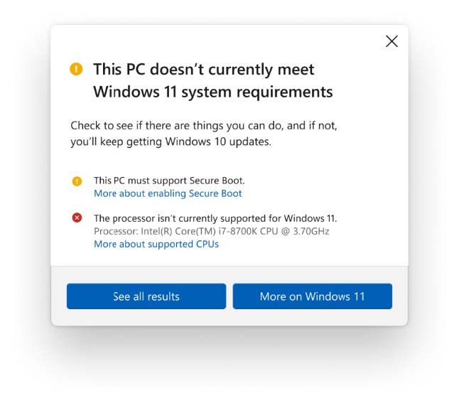 Windows 11 won't support AMD Zen or most Intel 7th-gen processors