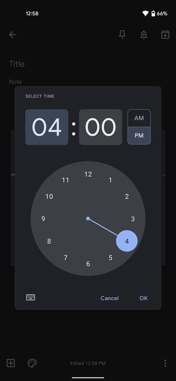 Material You Android Time picker UI