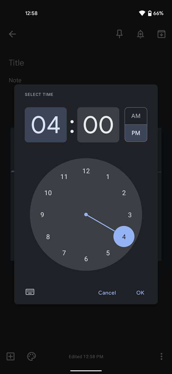 Material You Android Time picker UI