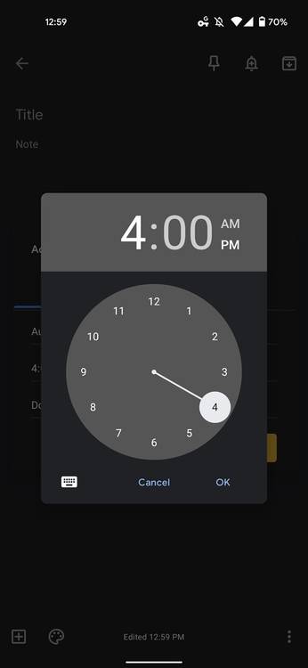Old Android Time Picker UI
