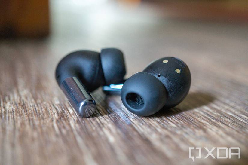 OnePlus Buds Pro on table outside of case