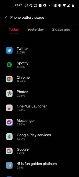 OnePlus Nord 2 Battery life stats at 47%