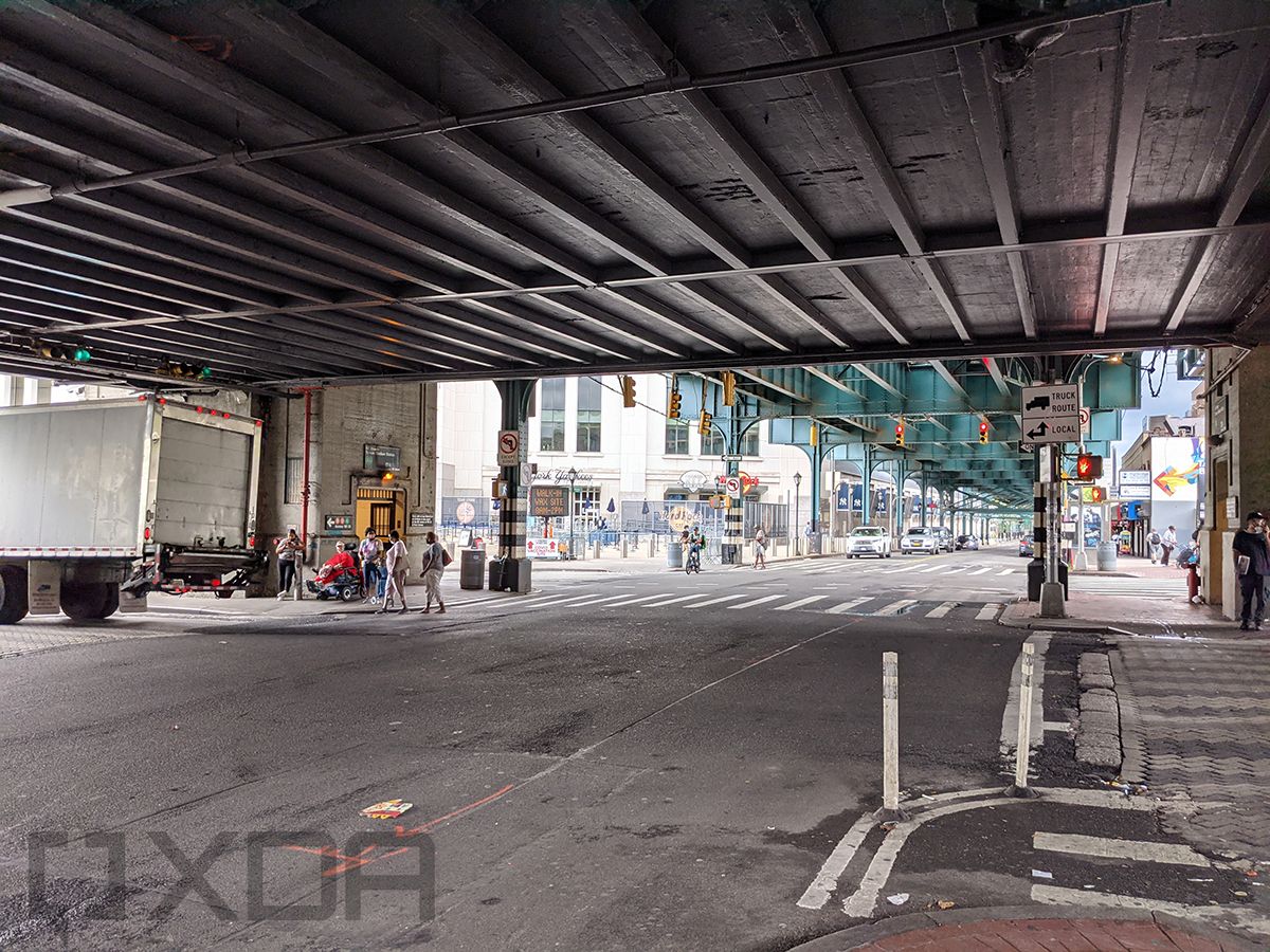 Road in the Bronx under subway