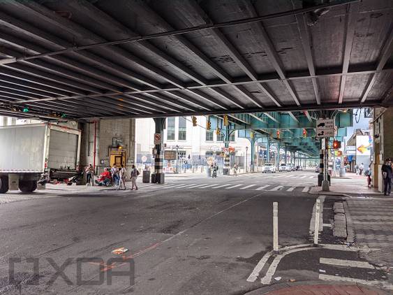 Road in the Bronx under subway