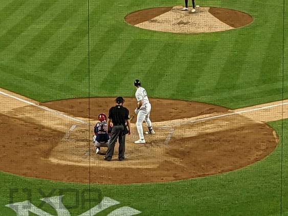 Close up of players at Yankee Stadium