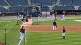 Close up of players at Yankee Stadium