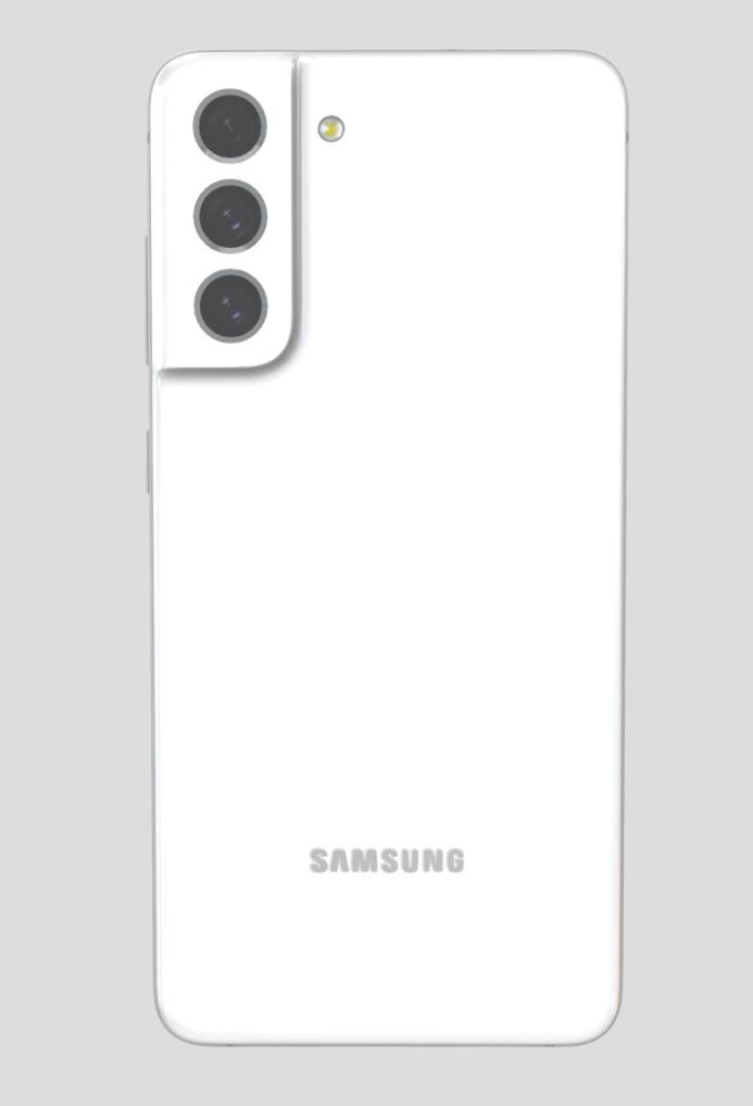 Samsung Galaxy S21 FE in White from the back