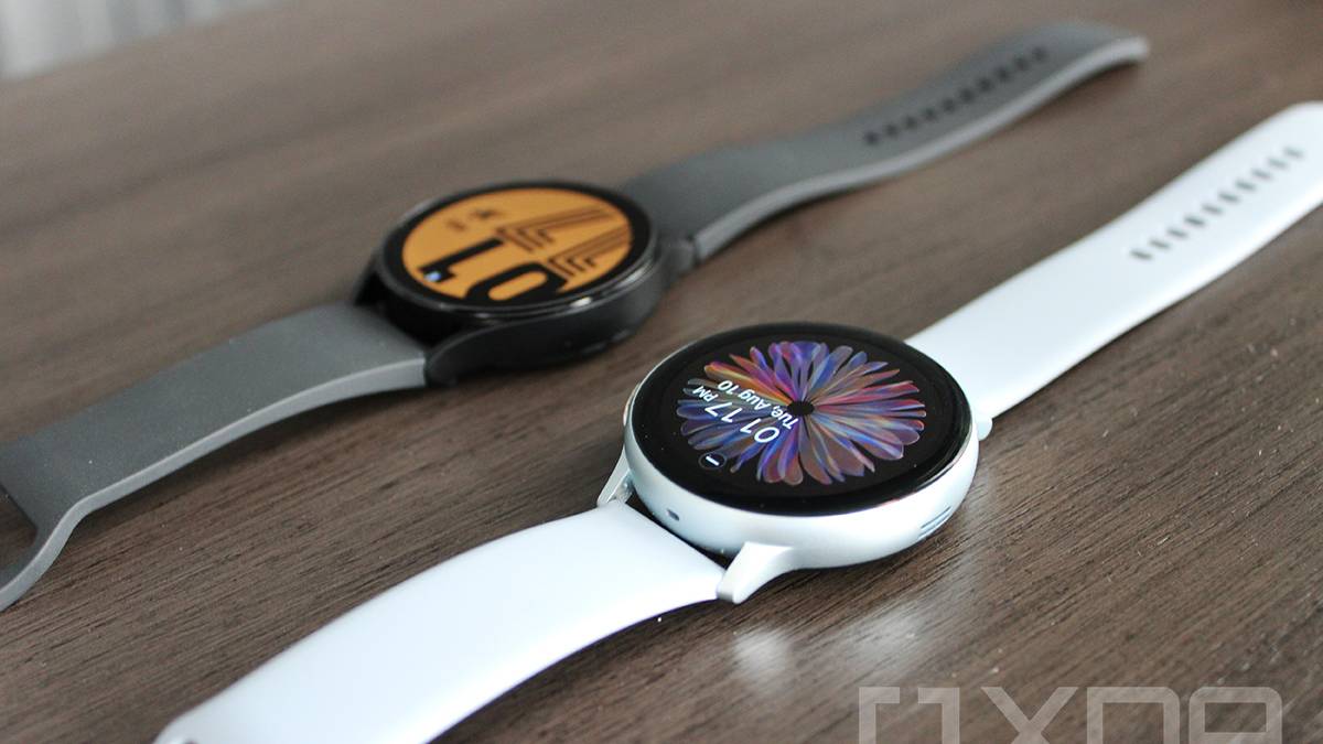 Angled view of Samsung Galaxy Watch 4 and Galaxy Watch Active 2