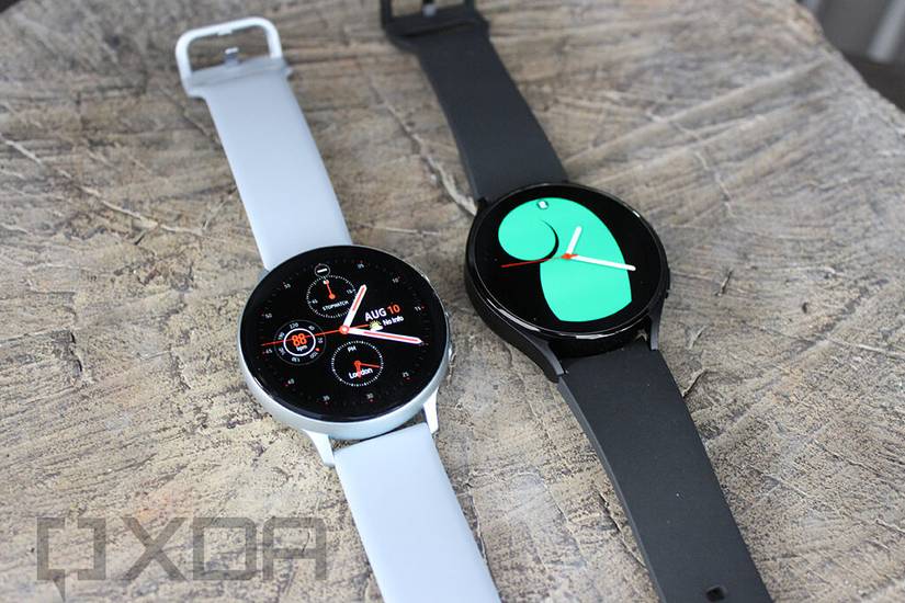 Samsung Galaxy Watch 4 and Galaxy Watch Active 2 side by side on wooden surface