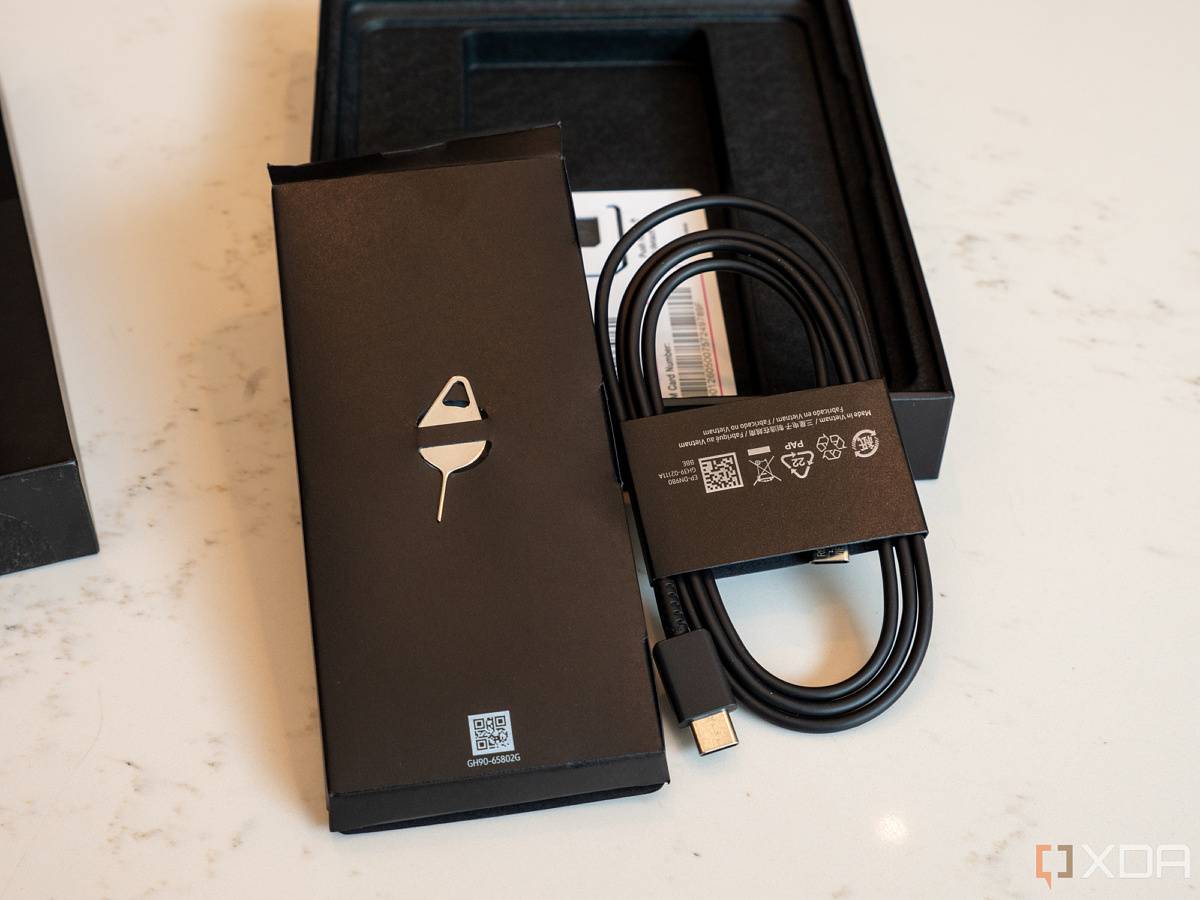 Charger and SIM tray removal tool inside Galaxy Z Fold 3 box
