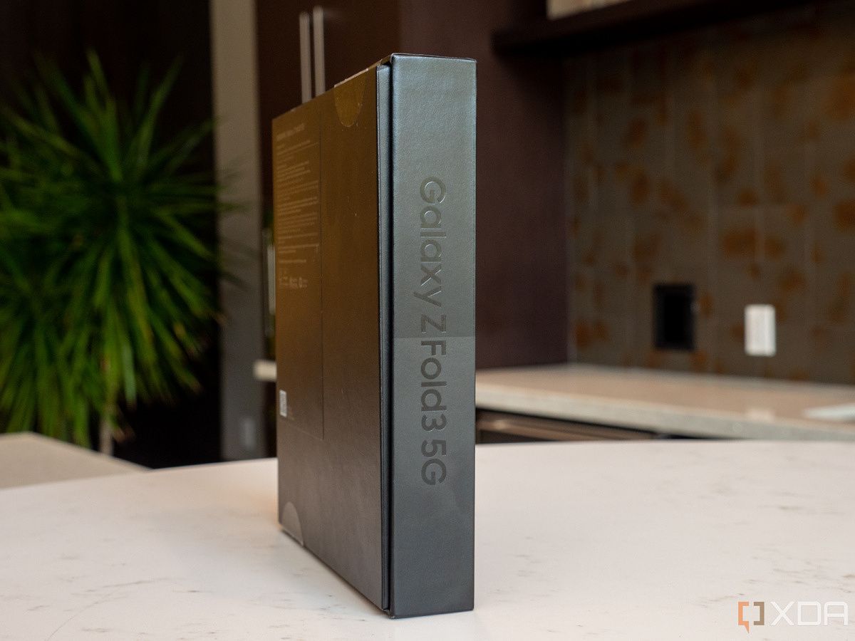 Galaxy Z Fold 3 box on its side