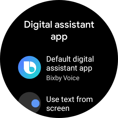 Digital assistant settings screen