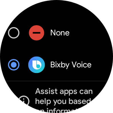 Digital assistant picker, with Bixby as the only option