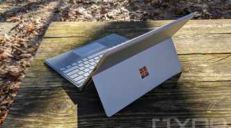 Rear angled view of Surface Pro X in Platinum