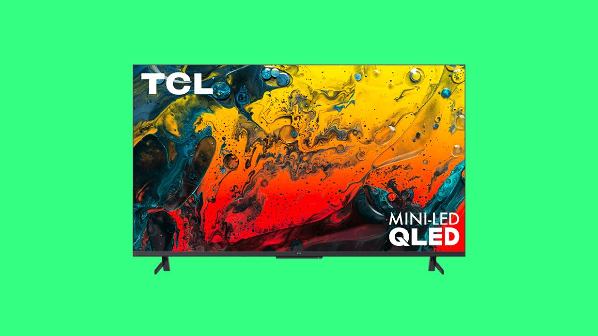 TCL 6-series shown on a solid green background