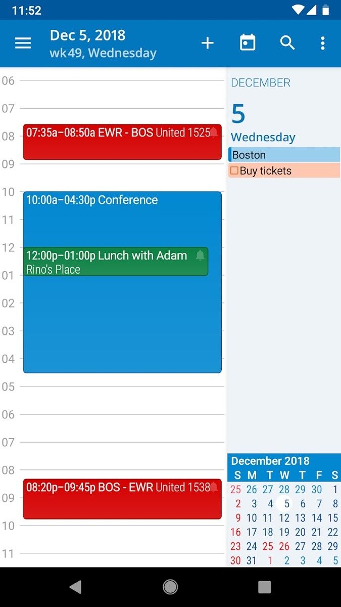 aCalendar view