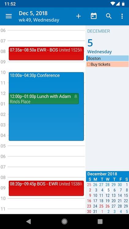 aCalendar view