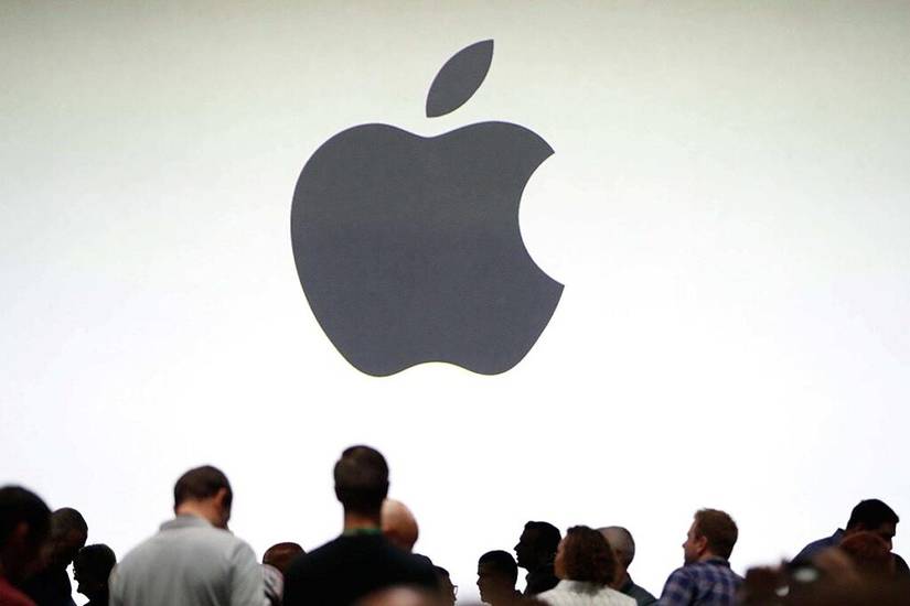 Apple logo with customers