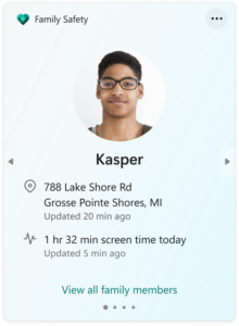 Family widget in Windows 11