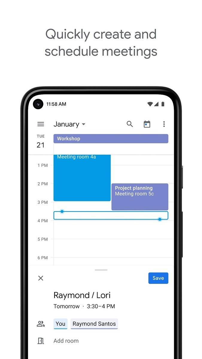 Google Calendar view