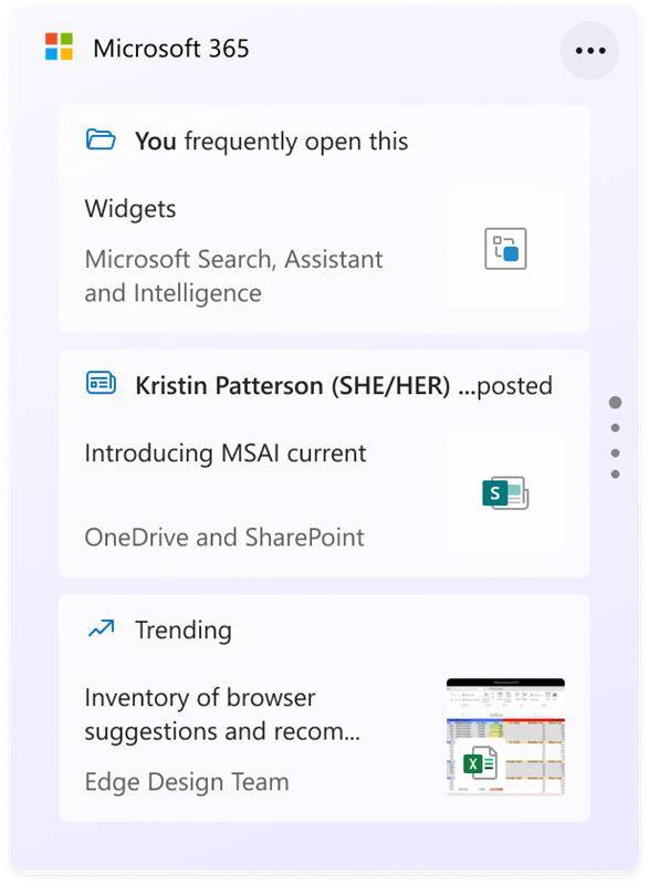 Microsoft 365 widget on Windows 11