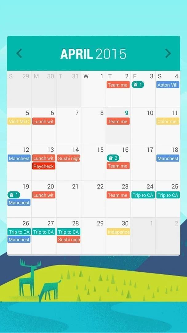 Month home screen