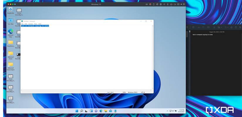 Parallels copy and paste