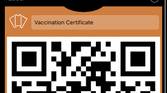 Mobile app screen showing QR code for vaccine certificate