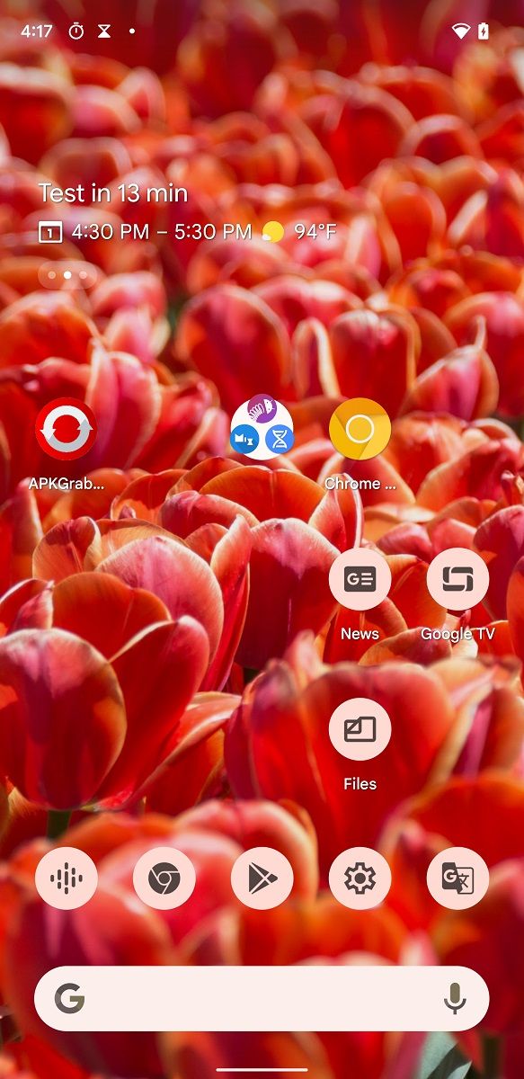 Calendar pane in Live Space widget in Android 12 Beta 5