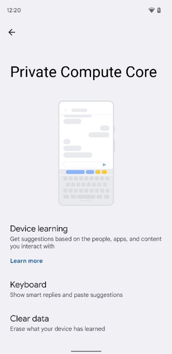 Private Compute Core settings in Android 12 Beta 5