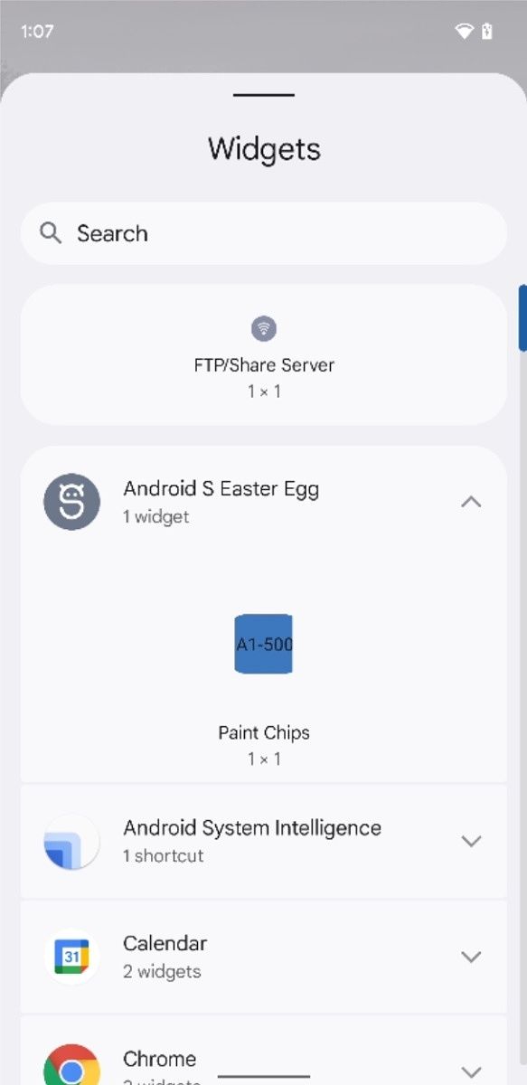 Android 12 paint chips widget