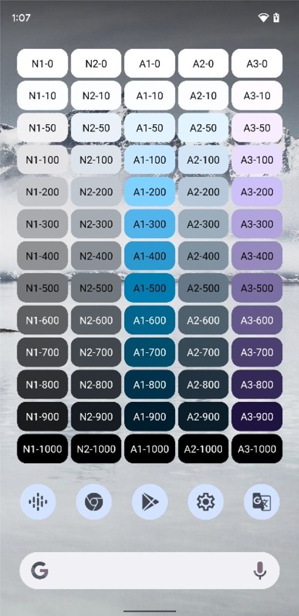 Android 12 paint chips widget