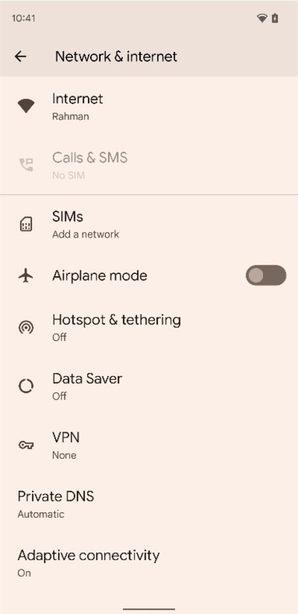 Private DNS setting found under Network & Internet