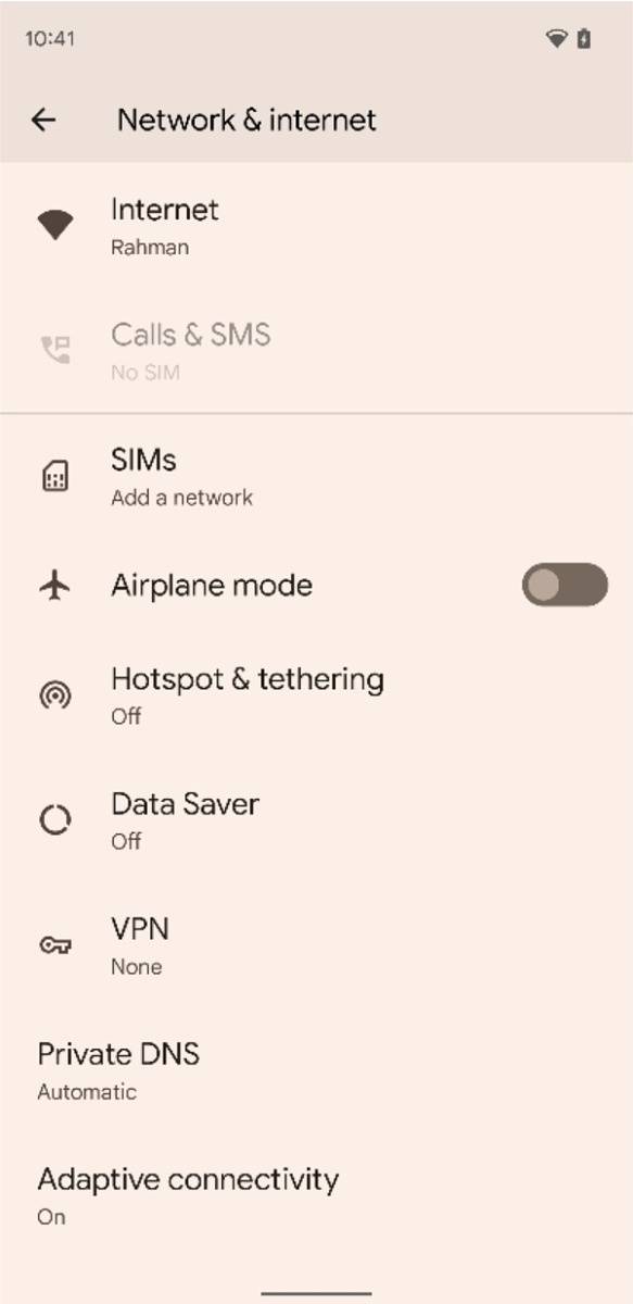Private DNS setting found under Network & Internet