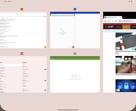 Smaller cards in the recent apps overview of Android 12.1