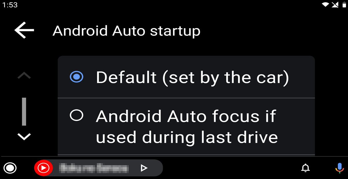 Android Auto startup options