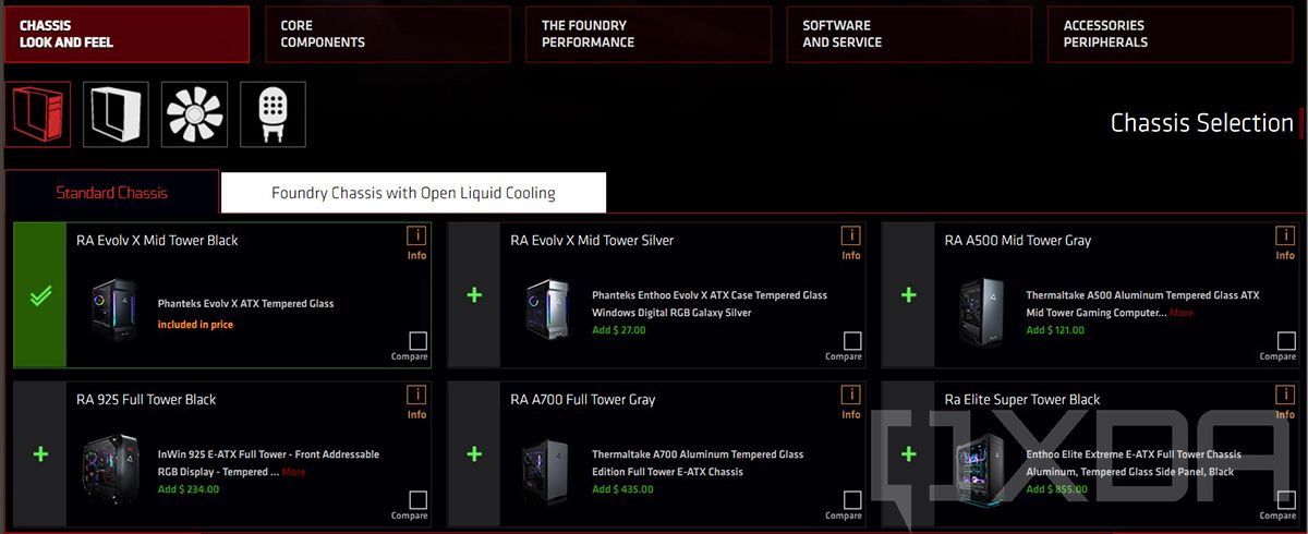 Screenshot of CLX custom PC building