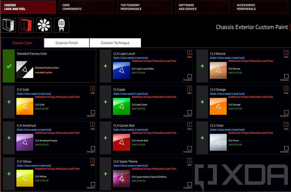 Screenshot of CLX custom PC building
