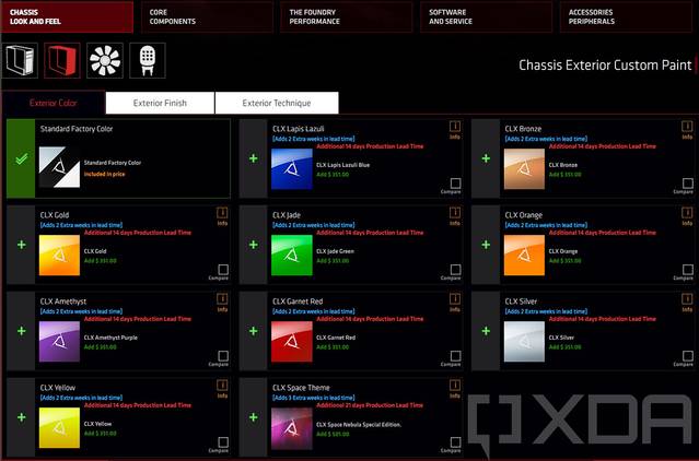 Screenshot of CLX custom PC building