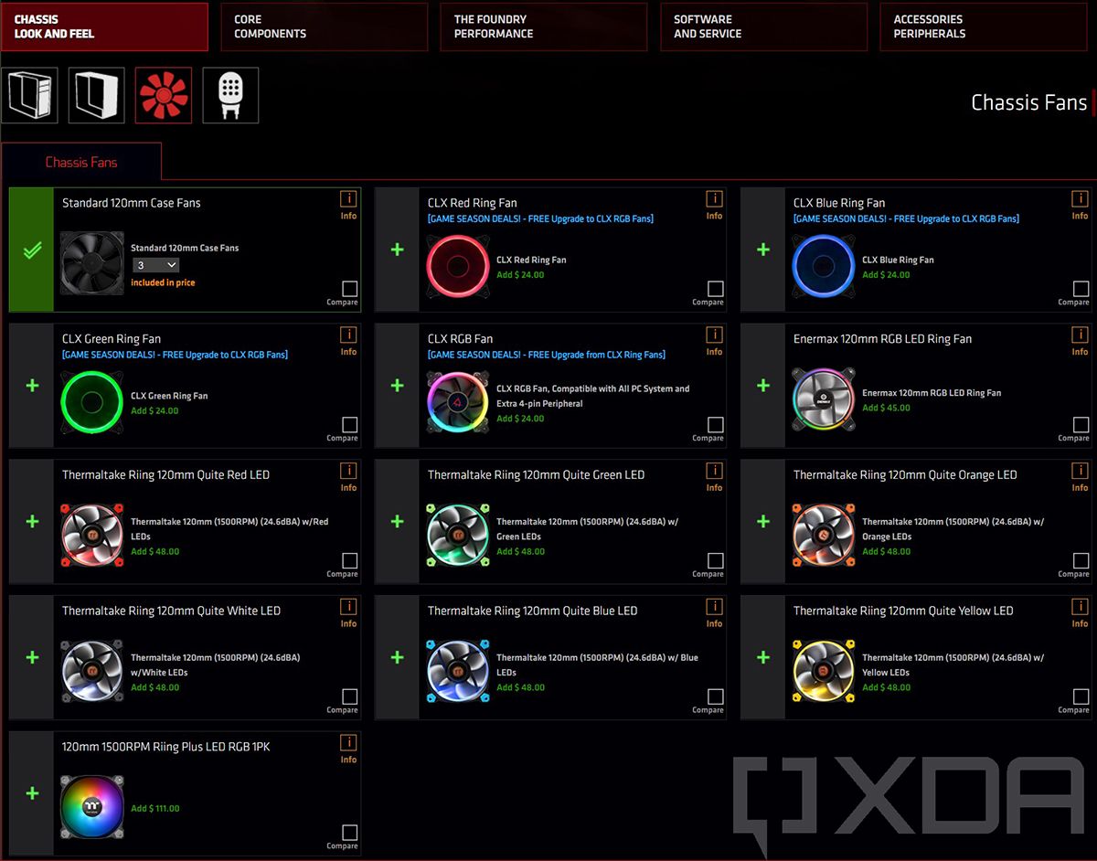 Screenshot of CLX custom PC building