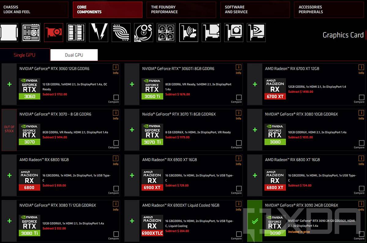 Screenshot of CLX custom PC building