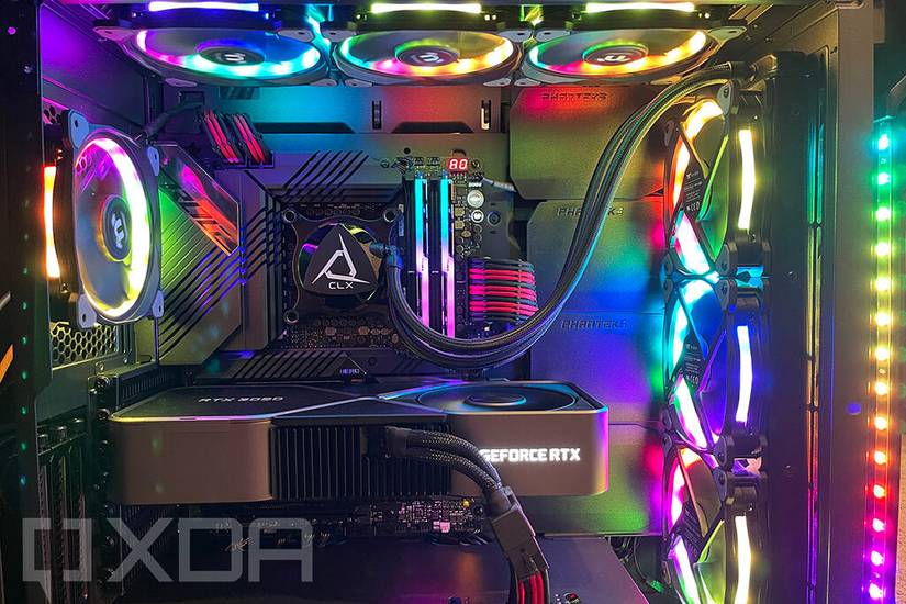 Inside of CLX Ra with power on showing RGB lighting