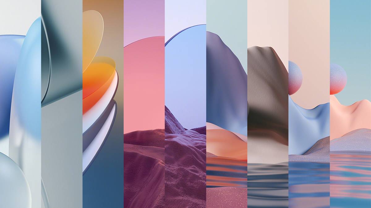 ColorOS 12 wallpapers spliced together on one canvas