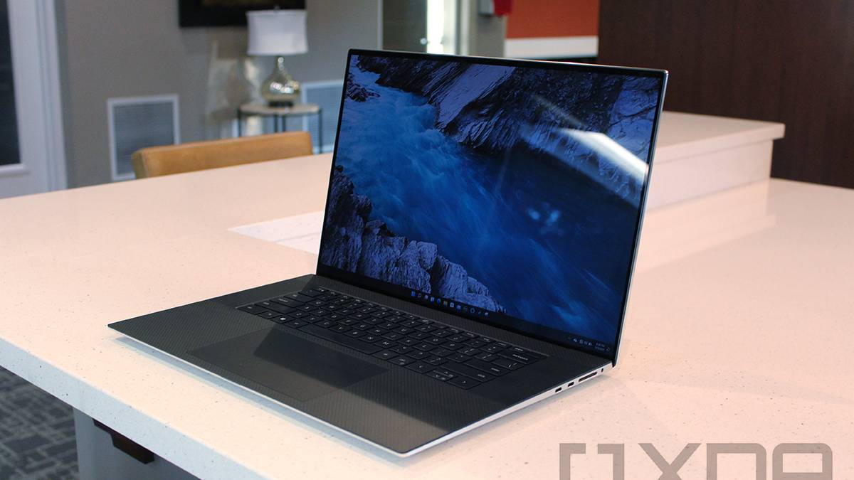 Dell XPS 17 on white counter
