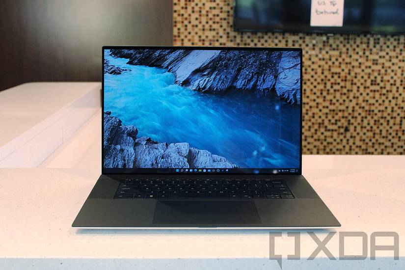 Dell XPS 17 on white counter