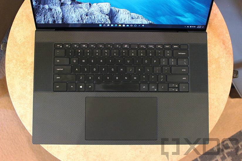 Top down view of Dell XPS 17 keyboard