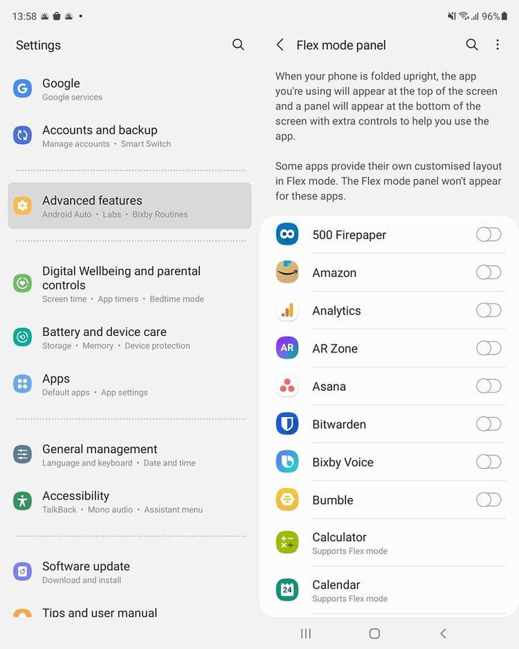 Flex Mode on Galaxy Z Fold 3